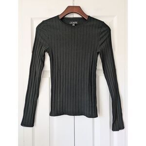 J. Crew Pointelle Long Sleeve T-Shirt Size Medium‎ Black NWT CC996